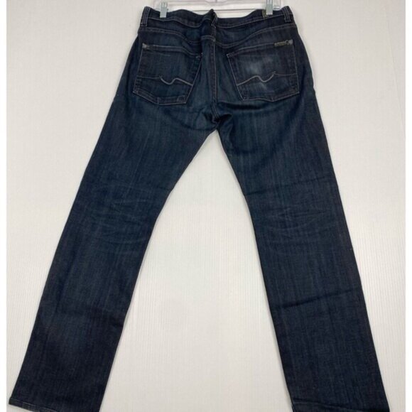 7 For All Mankind Men's Blue Jeans Size 33 Blue Rhigby Stretch.Buttons USA - Picture 3 of 12